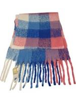 FatFace Aspen Check Scarf Wool Blend Multicoloured Fringe