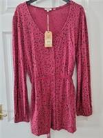 Fat Face Tunic Top Size 18 Raspberry Pink Women's Button Up Jersey New BNWT - 18 Regular