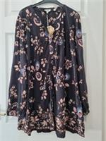 Fat Face Top Size 22 Black Multi Women's Button Up Jersey Cotton Modal New BNWT - 22 Regular