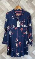 FAT FACE Remi Floral Navy Nightdress Sleepwear Size 12 New Button Up - 12 Regular