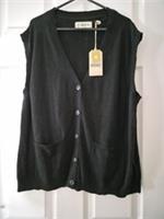 Fat Face Theodora Knit Tank Size 16 Black Sleeveless Cardigan Button Up New - 16 Regular