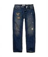 FatFace Mens Blue Straight Dark Rip and Repair Denim Jeans - 32 in. Regular