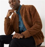 FatFace Mens Copper & Black Suede Bomber Jacket      B115 - S Regular
