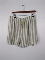 Fat Face Women's Shorts Size 14 Green Tadley Stripe Linen Blend RRP£65 New F2