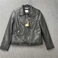 Fat Face woman's Bethany biker jacket size 10 black genuine leather - 10 Regular