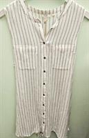 Fatface Pin Striped Cream Tie Nack Sleeveless Dress Womens Uk 16 Brand New - 16 Regular