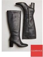 FAT FACE Ladies Knee-hi Heeled Boot PENNYMOORE Black Leather UK 5 / 38