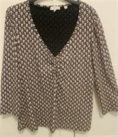 Fat Face Women's Black Patterned Top V Neck 3/4 Sleeves Size 16 Unworn - 16 Regular