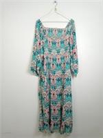 FatFace Women's Adele Mirrored Paisley Midi Dress Teal Green Size 24 NEW F2 - 24 Regular