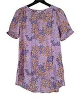 Fat Face Blouse Size 8 Lilac Purple Orange Floral Short Sleeve Shirt Top Button - 8 Regular