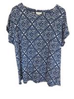 Fat Face Organic Cotton Ivy Geo Marks T Shirt Top Size 20 Navy Short Sleeve Nwt - 20 Regular