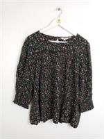 Fat Face Women's 3/4 Sleeve Blouse Size 18 Black Green Yellow New F2 - 18 Regular