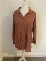 Fat Face 16 Tara Utility Jacket Shacket Lightweight Rust Terracotta Lyocell Boho - 16 Regular