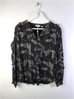Fat Face Women's Blouse Size 8 Black Gold Metallic Feather NEW - 8 Regular