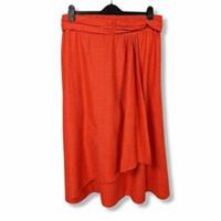 FatFace Orange Wrap Skirt UK 16 Linen Viscose Summer Midi NWT W34 Boho Holiday - 16 Regular