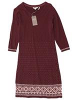 Fat Face Womens 3/4 Sleeve Jumper Dress UK 8 Small Burgundy Fair Isle CW06 - 8 Regular