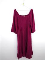 Fat Face Women's Adele Midi Dress Size 22 Reg Plum Square Neck NEW - 22 Regular