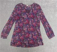 Fat Face Womens Long Sleeve V Neck Long Top Multicolor Floral UK 12 - 12 Regular