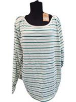 Fat Face Organic Cotton Stripe Long Sleeve Top Size 24 Green White - 24 Regular