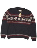 Fat Face Mens Regular Fit Crew Neck Jumper Sweater XL Navy Blue Fair Isle FA12 - XL Regular