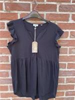 Fat Face Tabitha Longline Top Size 12 Black Sleeveless Ruffle V Neck Soft Cotton - 12 Regular