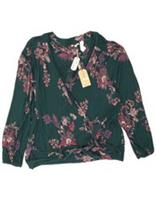Fat Face Womens Long Sleeve Blouse Top UK 22 3XL Green Floral Viscose CG05 - 22 Regular