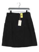 Fat Face Women's Mini Skirt UK 12 Black Viscose with Linen Short Mini