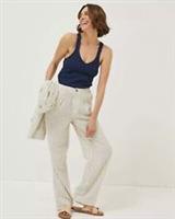 Fat Face Pendeen Linen Blend Wide Leg Trousers Cream Size Uk 6 - BNWT RRP £69 - 6 Regular