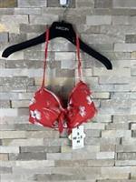 New Fat Face Womens Size 10 Red Floral Bikini Top Swim Beach