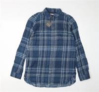 FatFace Women's Blue Plaid Button-Up Shirt Size 10 - 10 Regular