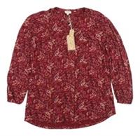 Fat Face Women's Red Floral 3/4 Sleeve Tunic Blouse Size 8 - 8 Regular