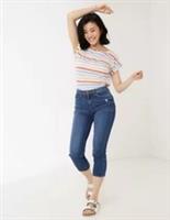 FATFACE WOMENS HAMBLE CAPRI MID WASH JEANS - size 14 REGULAR BNWT £46 - 14 Regular