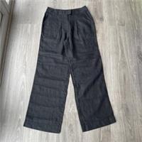 Fat Face Ives Wide Leg Linen Black Trousers Size 8R W28 L30 Rrp £69 - 8 Regular