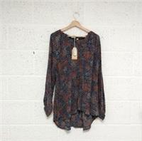 Fat Face Faye Textured Spot Blouse Top Long Sleeve Green Red UK 16 - New