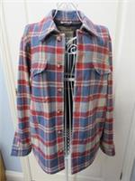 Fat Face Plaid Shacket Jacket M Blue Brown Check Plaid Tartan Workwear Pocket - M Regular