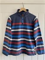 FatFace Boys 1/4 Zip Long Sleeve Blue Striped Sweatshirt 12-13 Years