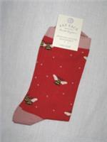 FAT FACE Ladies Bee Socks  Red  Size 4 - 7
