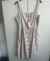 BNWT Fat Face Sunset Stripe Dress Orange Cream UK 18 Sundress Button - 18 Regular