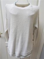 Fat Face Jumper Knit Size 12 Ivory Button Sides Tunic Round Neck Apres Ski - 12 Regular