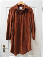 Fat Face Needlecord Shirt Dress Size 8 Brown Rust Corduroy Pockets Casual Tunic - 8 Regular