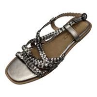 Fat Face Womens Pewter Leather Flat Strappy Plait Shoes Sandals Size UK 5 New