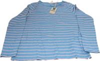 Fatface Women's Summer Breton Top Blue Pink Striped Long Sleeve Size 12