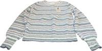 Fatface Knitted Crew Neck Jumper Blue White Striped Long Sleeve Womens Size 10