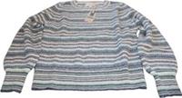 Fatface Women's Knitted Jumper Blue Multi Stripe Crew Neck Long Sleeve Size 12