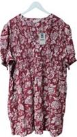 Fatface Floral Juniper Dress Burgundy Short Sleeve V-neck Size 24r Nwt