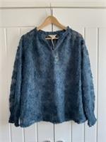 Fat Face Ladies Flo Blue Navy Lace V Neck Long Sleeve Top UK 12 BNWT - 12 Regular