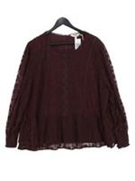 Fat Face Women's Blouse UK 22 Red Nylon with Cotton, Viscose Basic New with tags