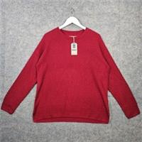 FatFace Ella Textured Jumper Womens UK 16 Red Crew Neck Knit Cotton Blend BNWT - 16 Regular