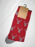 BNWT FAT FACE Mens Stag Head Socks Red Size 6.5 - 9