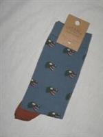 BNWT FAT FACE Mens Dinosaur Head Socks Petrol Blue Size 9.5 - 11